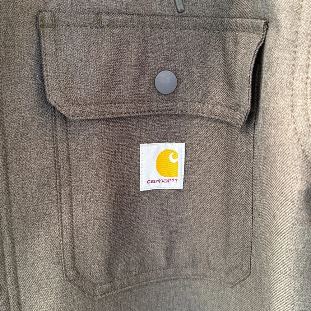 Carhartt Hooded Work Jacket Canvas Green Heavyweight Men’s Medium - Picture 3 of 5